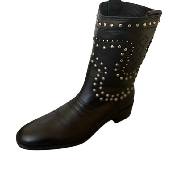 NIB BIBI LOU ANTHROPOLOGIE BRIAWA BOOTS WITH STUDS Size 39 Black - Picture 6 of 7